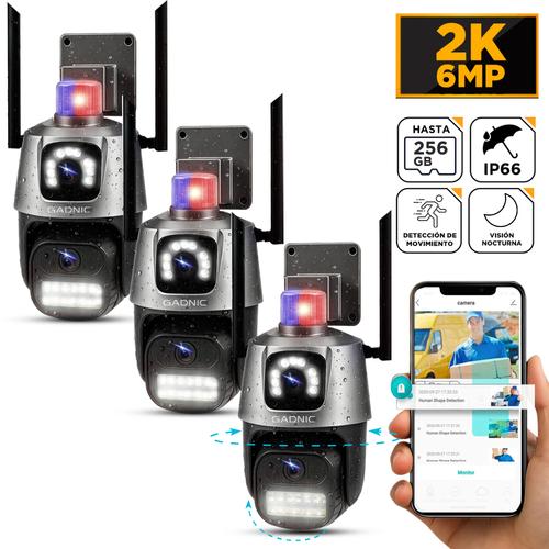Kit De 3 Cámaras De Seguridad Dual Gadnic Con Sirena