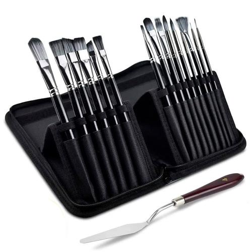 Set x18 Piezas Brochas Pinceles Gadnic Arte Pintura