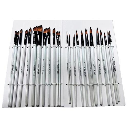 Set 24 pinceles Gadnic Redondos + Planos Profesionales