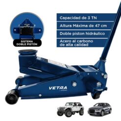 Crique Gato Hidráulico Vetra By Gadnic 3 Toneladas Doble Pistón Para Auto