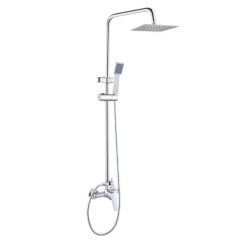 Griferia De Ducha Rieti By Gadnic Cromada Con Cabezal Lluvia 20cm Duchador Mano Altura Ajustable 80 A 120cm Acero Inoxidable