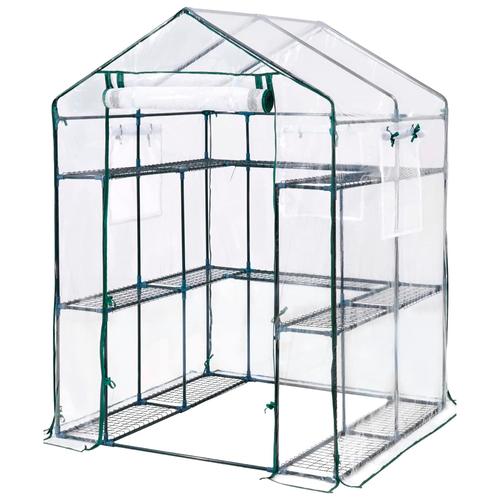 Invernadero Gadnic 12 Estantes Estructura Acero Cobertura PVC UV Indoor Outdoor Puerta Enrollable 215x143x195cm Cultivo