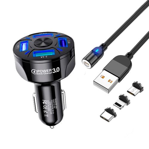 Cable Usb Magnético 3 en 1 Carga Rapida Cargador Para Auto USB