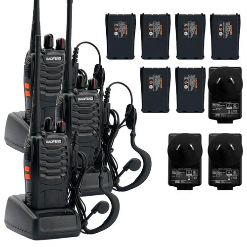 Handy Baofeng BF-999S Kit x3 5w 16CH UHF Hasta 10km 6 Baterías y 3 Manos Libres
