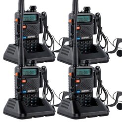 Handy Baofeng UV-5R Kit x4 Bi-Banda 5w Hasta 12km + 8 Baterías y 4 Manos Libres