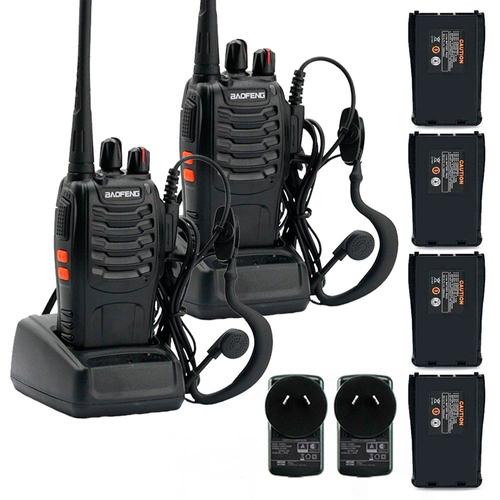 Handy Baofeng BF-888S Kit x2 5w 16CH UHF Hasta 10km + 4 Baterías y 2 Manos Libres