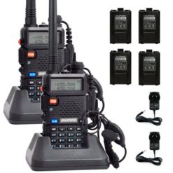 Handy Baofeng UV-5R Kit x2 Bi-Banda 8w Hasta 12km + 4 Baterías y 2 Manos Libres