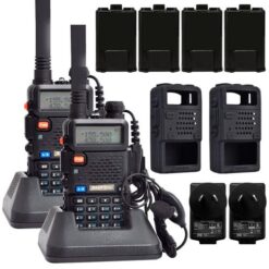 Handy Baofeng UV-5R Kit x2 Bi-Banda 8w c/ Funda Hasta 12km + 4 Baterías y 2 Manos Libres
