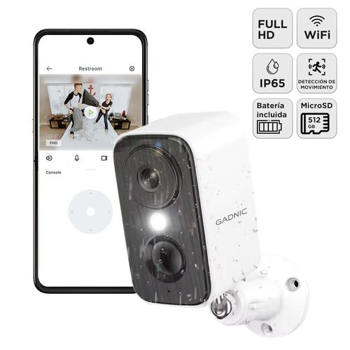 Camara Seguridad Gadnic Wifi Bateria Recargable 3MP Super HD Gran Angular Exterior Vision Nocturna Audio Bidireccional