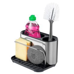 Organizador Cocina Acero Inoxidable Gadnic Porta Esponja y Bandeja