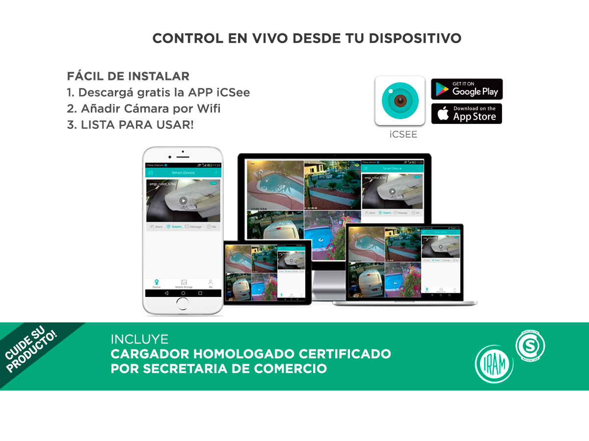 Camaras De Seguridad Gadnic DM300W x2 IP WIFI Para Exteriores 1080P Visión Nocturna - Imagen 6