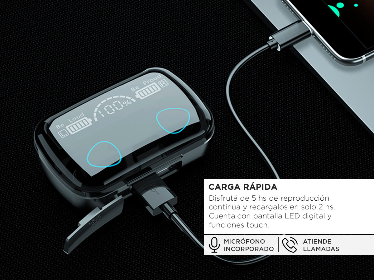 Auriculares Bluetooth Gadnic Led Manos Libres Inalambricos - Imagen 4