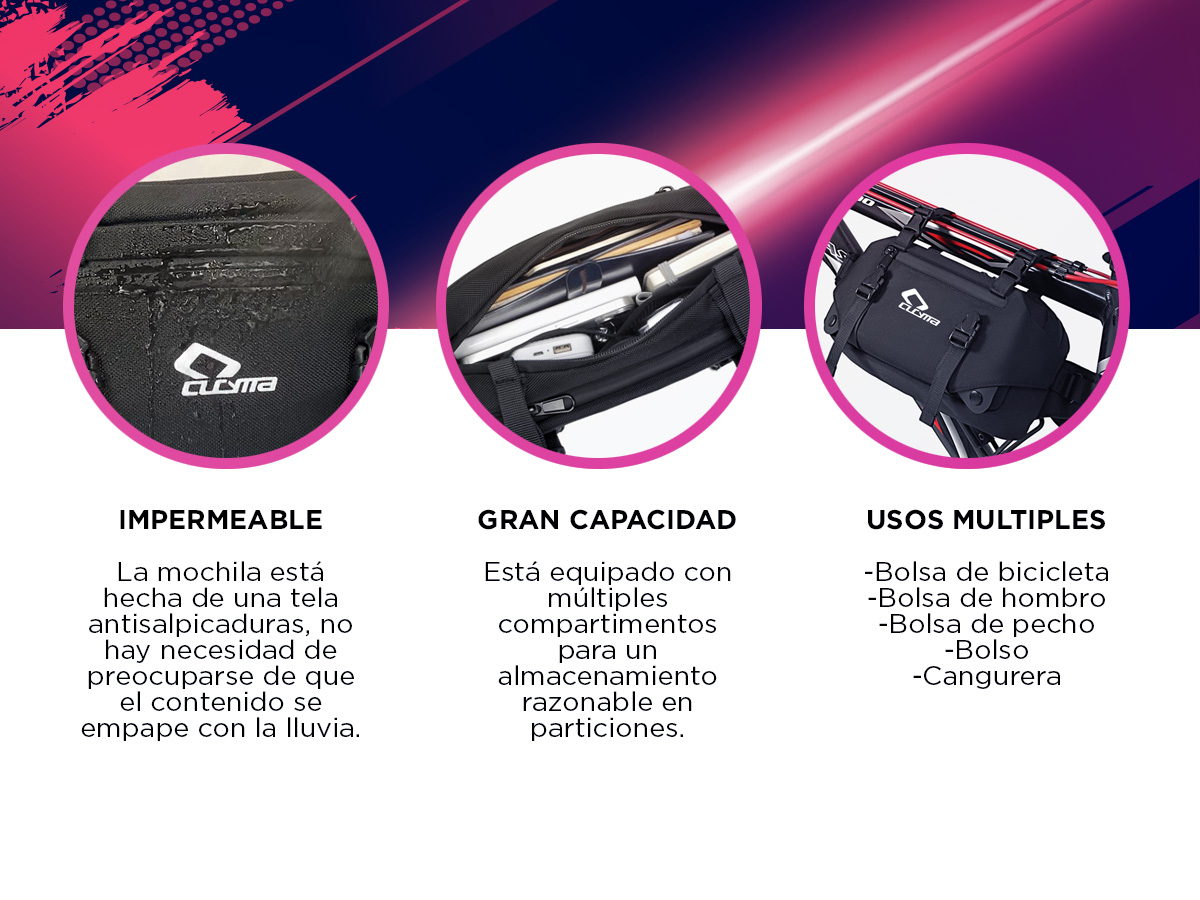 Riñonera Tactica Ideal Para Moto Bici Cucyma CB-Z2206 Impermeable Multiples Enganches - Imagen 3