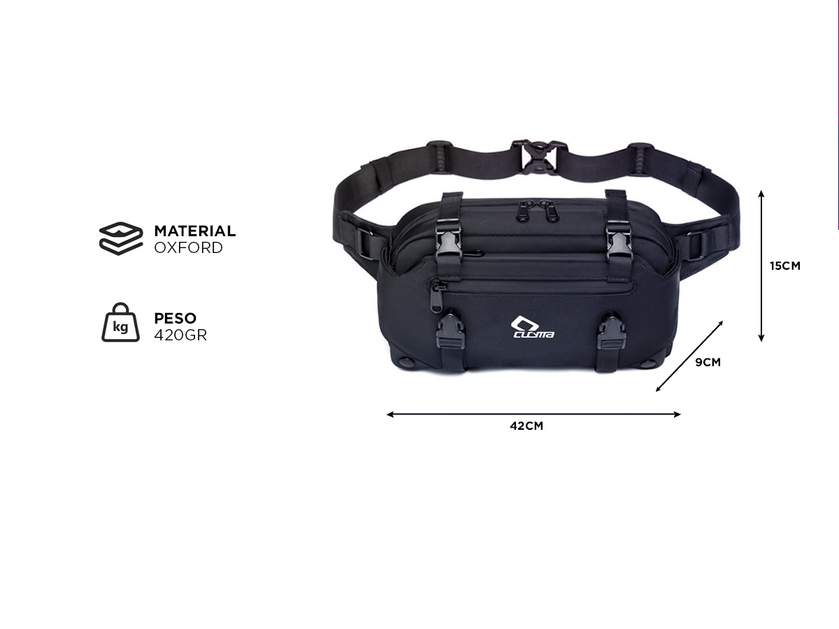 Riñonera Tactica Ideal Para Moto Bici Cucyma CB-Z2206 Impermeable Multiples Enganches - Imagen 4