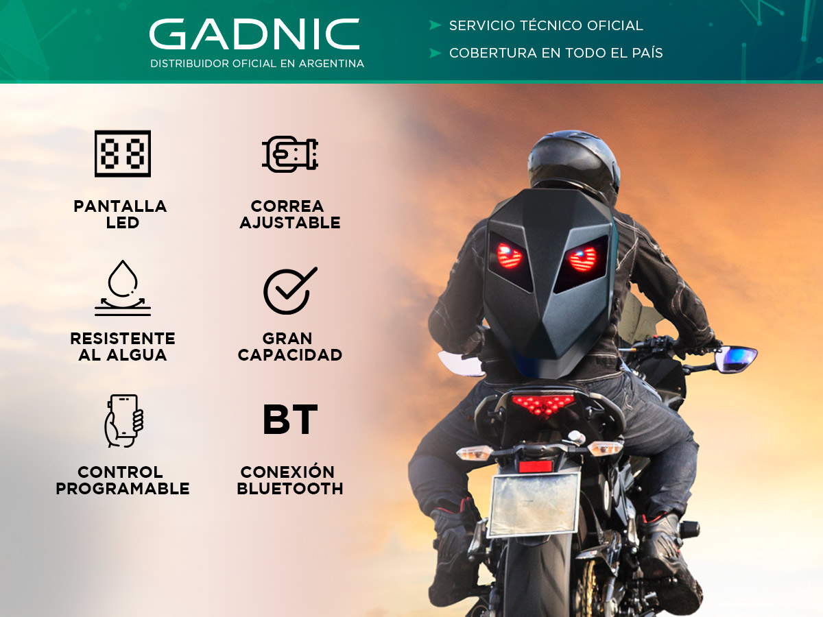 Mochila Para Moto Gadnic Pantalla Led Porta Casco Semi Rígida - Imagen 2