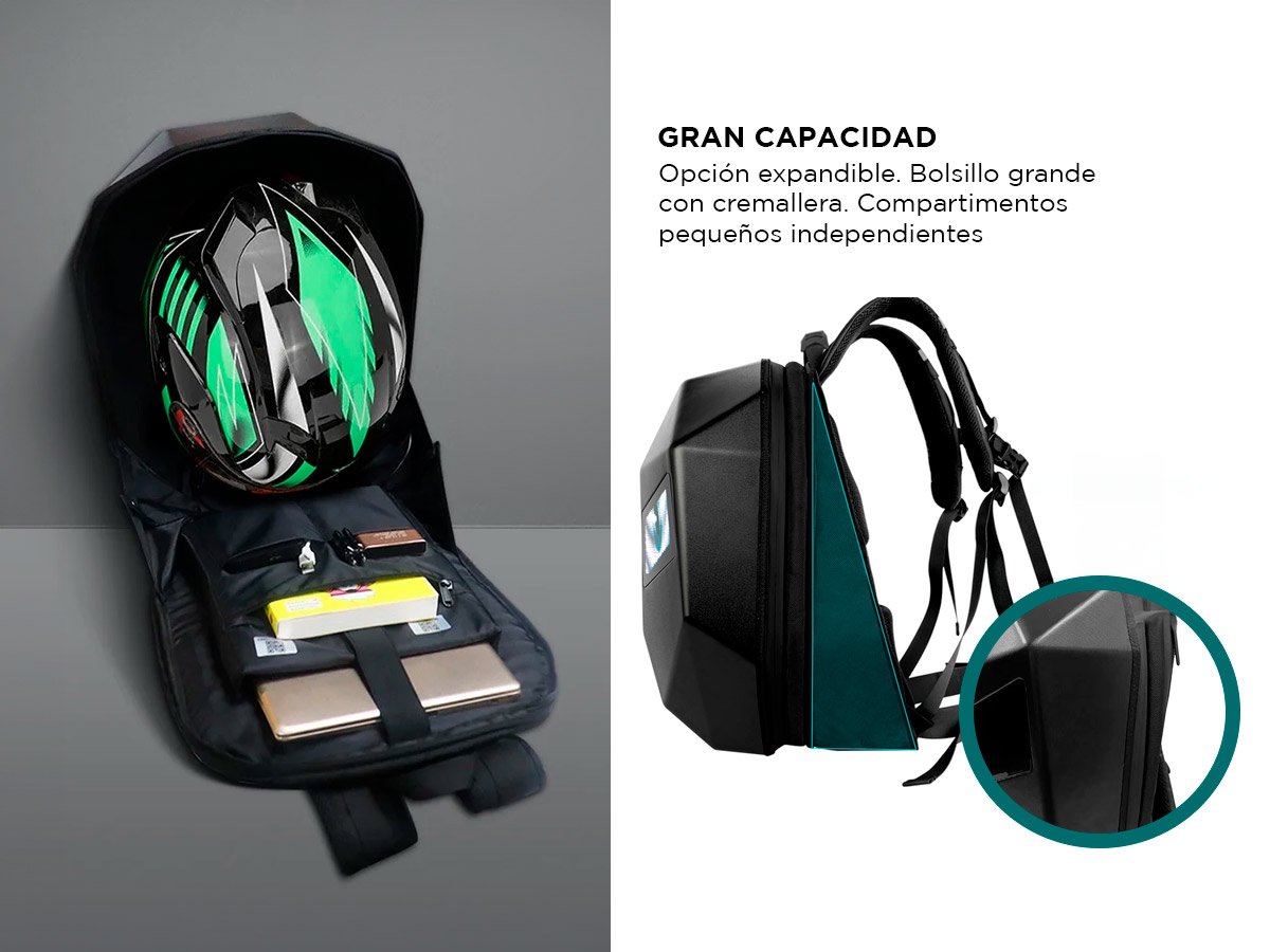 Mochila Para Moto Gadnic Pantalla Led Porta Casco Semi Rígida - Imagen 4