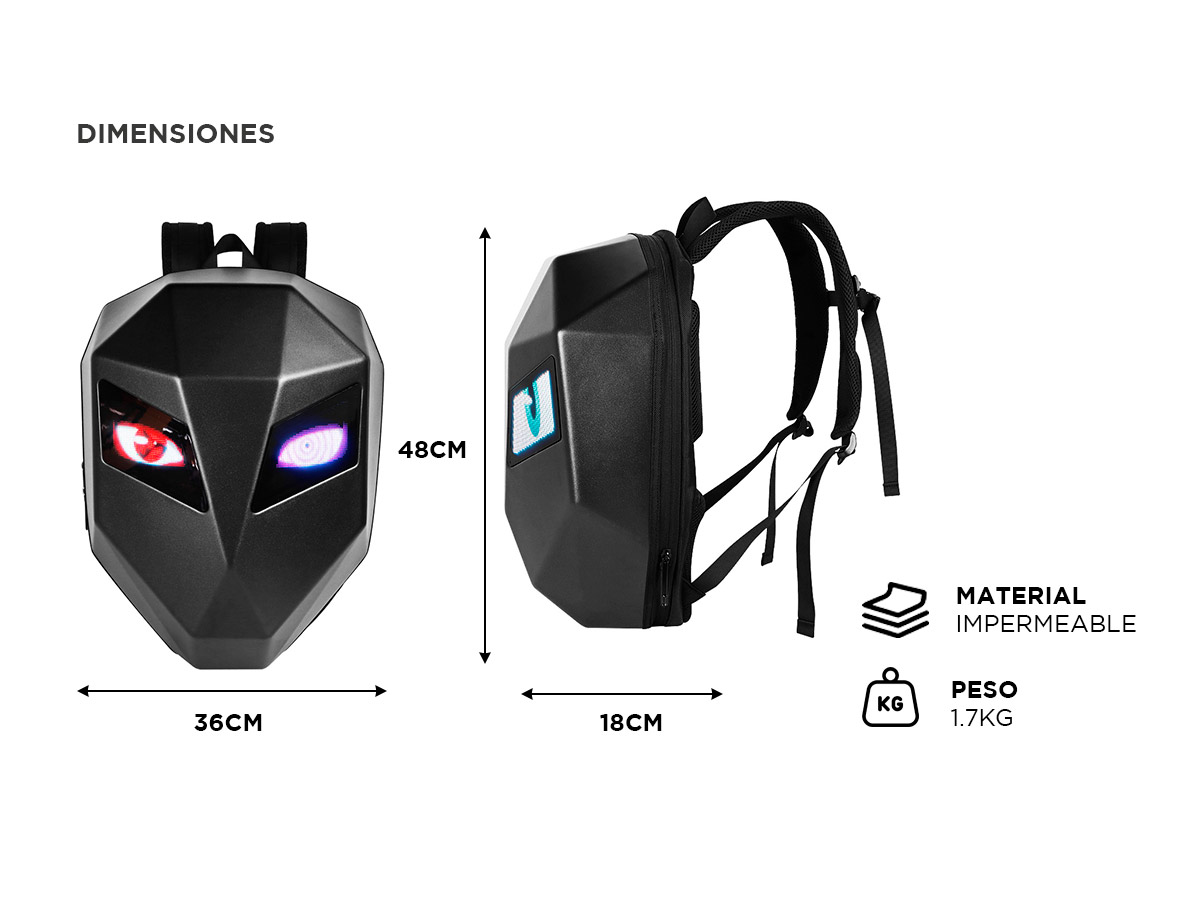 Mochila Para Moto Gadnic Pantalla Led Porta Casco Semi Rígida - Imagen 5