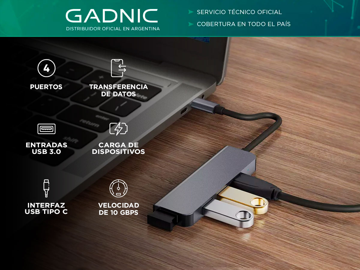 Adaptador USB-c 4 Puertos USB 30 Gadnic SYUE7 Multidispositivos - Imagen 2