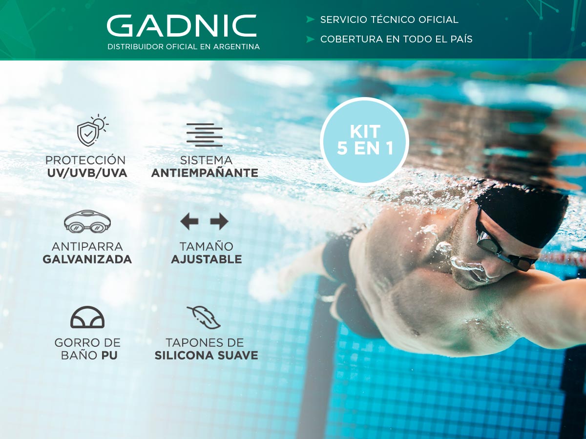 Kit de Natación 5 en 1 Gadnic 78OLE8 Antiparras Gorra Bolsa Tapones - Imagen 2