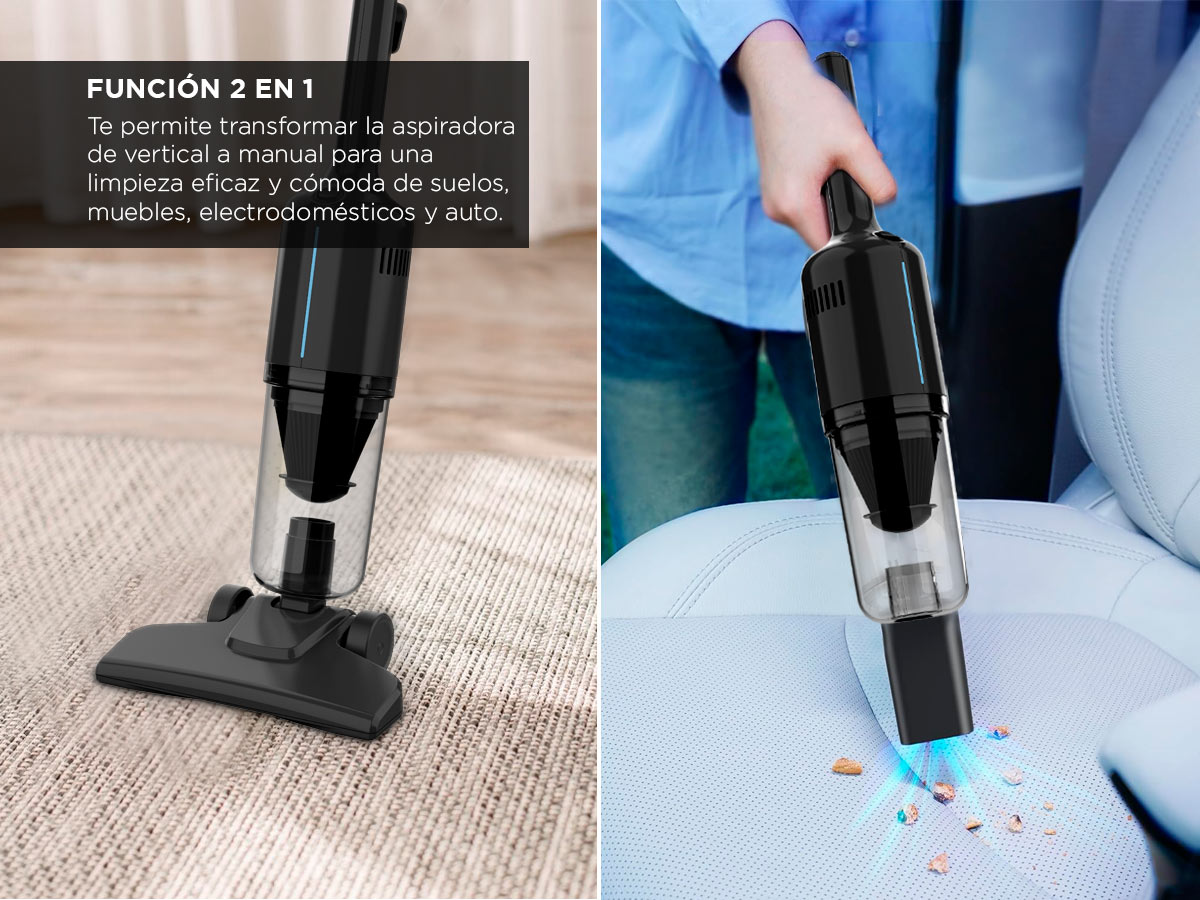 Aspiradora Gadnic 2 En 1 Vertical Y De Mano 600W 15Kpa Filtro HEPA Lavable Cable 5m Deposito 1L - Imagen 3