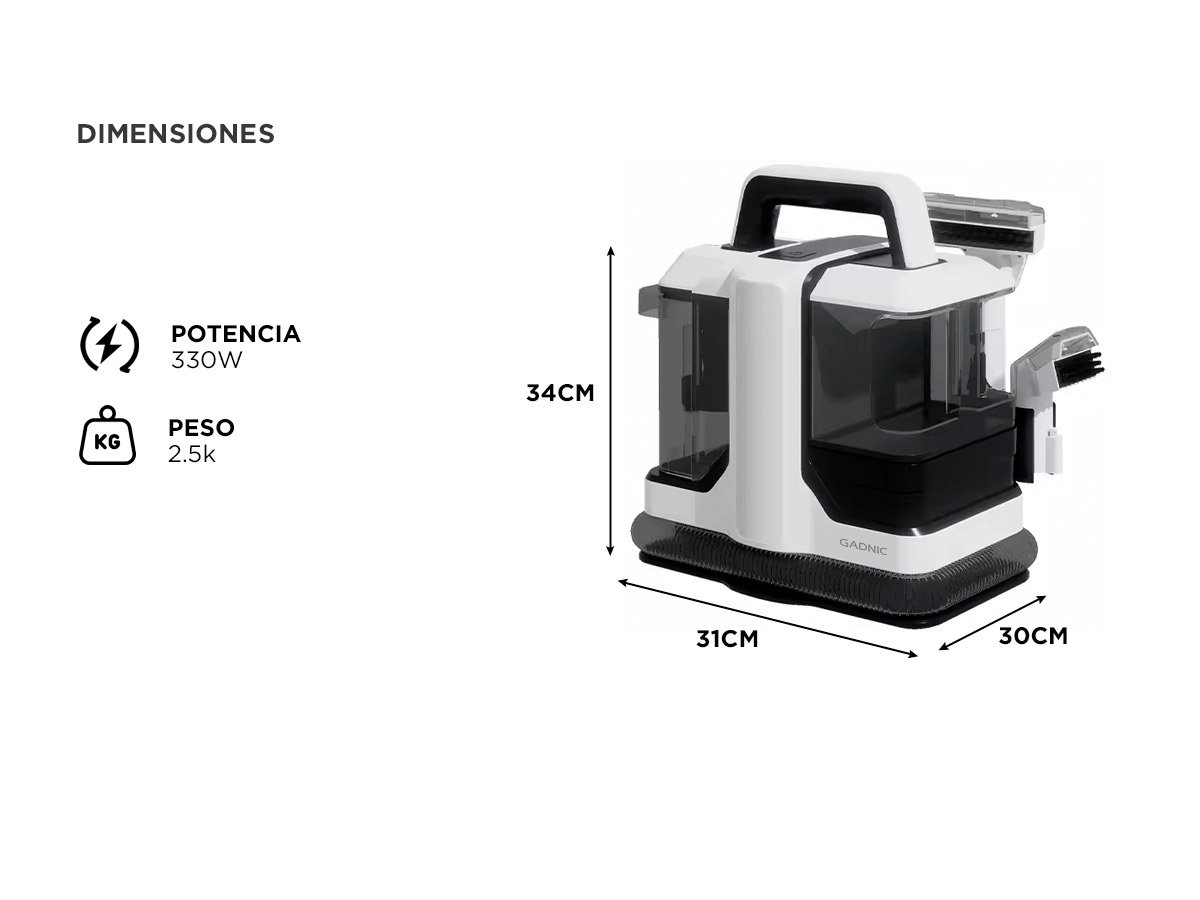 Aspiradora Limpiador de Tapizados Gadnic Dustmaster Quita Manchas 330W - Imagen 6