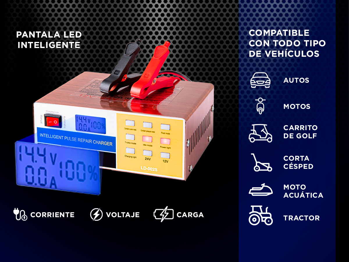 Cargador De Batería Para Auto Gadnic AV700 Mantenedor 12v 12A 24v 7A Corte Automático Inteligente - Imagen 3