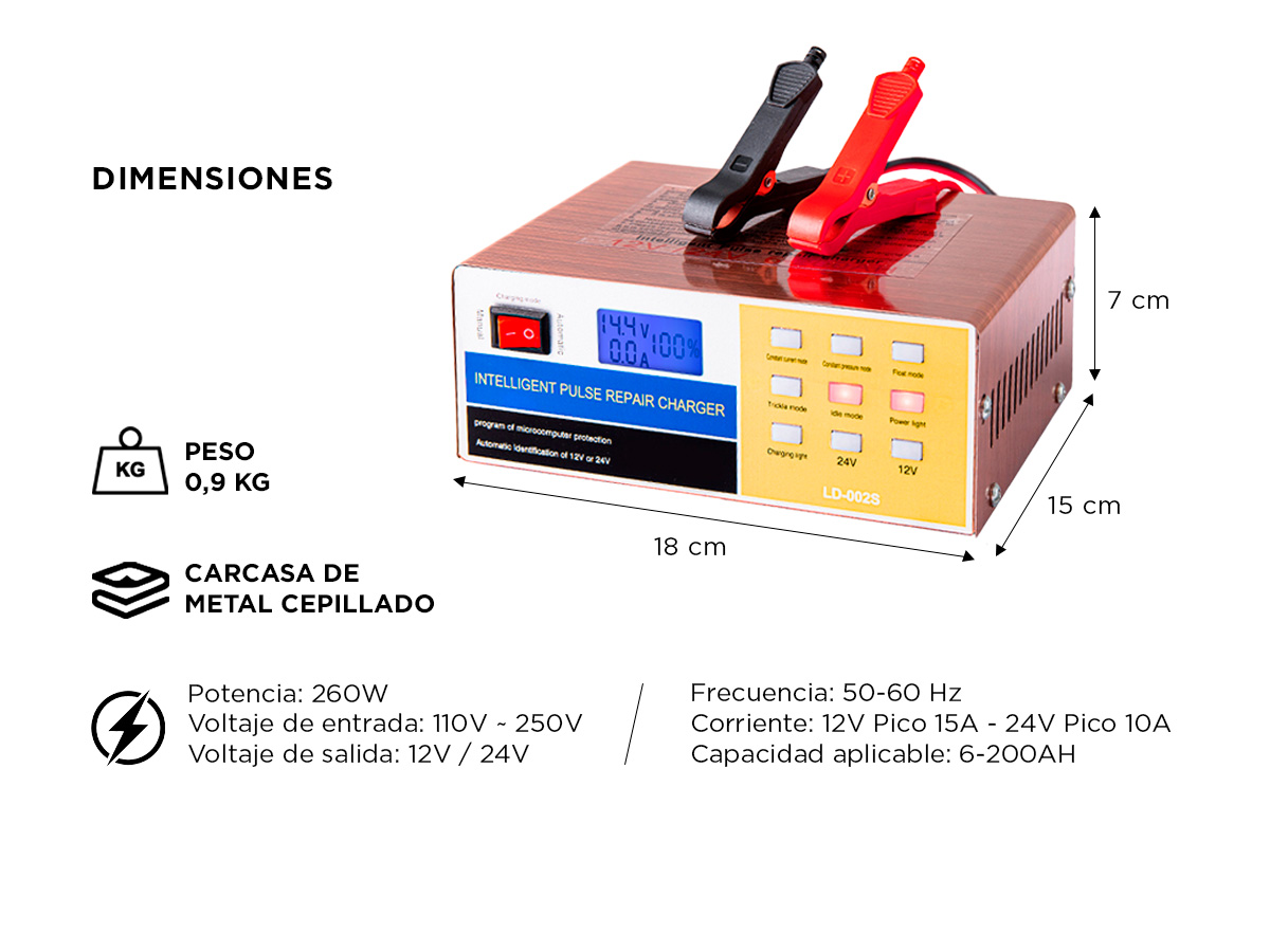 Cargador De Batería Para Auto Gadnic AV700 Mantenedor 12v 12A 24v 7A Corte Automático Inteligente - Imagen 5