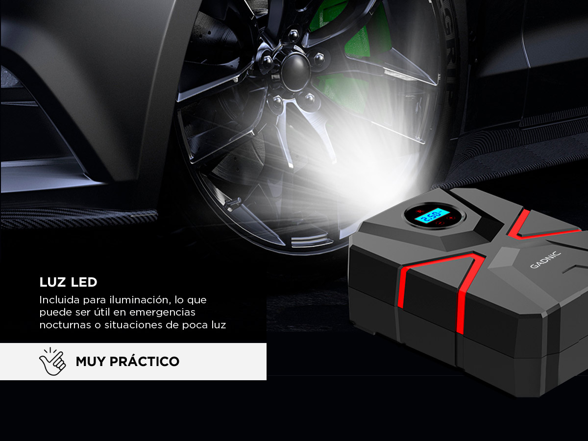 Inflador Portátil Gadnic 150 PSI Con Pantalla Digital Para Autos Y Bicicletas - Imagen 3