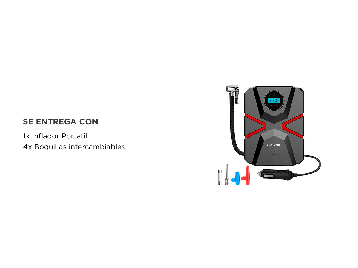 Inflador Portátil Gadnic 150 PSI Con Pantalla Digital Para Autos Y Bicicletas - Imagen 7