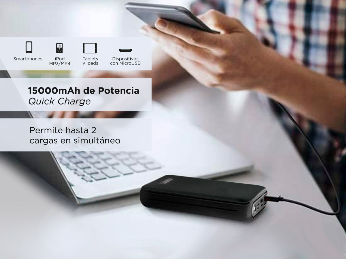 Cargador Portátil Gadnic Mini 15000 mAh Carga Rápida 2 USB - Imagen 4