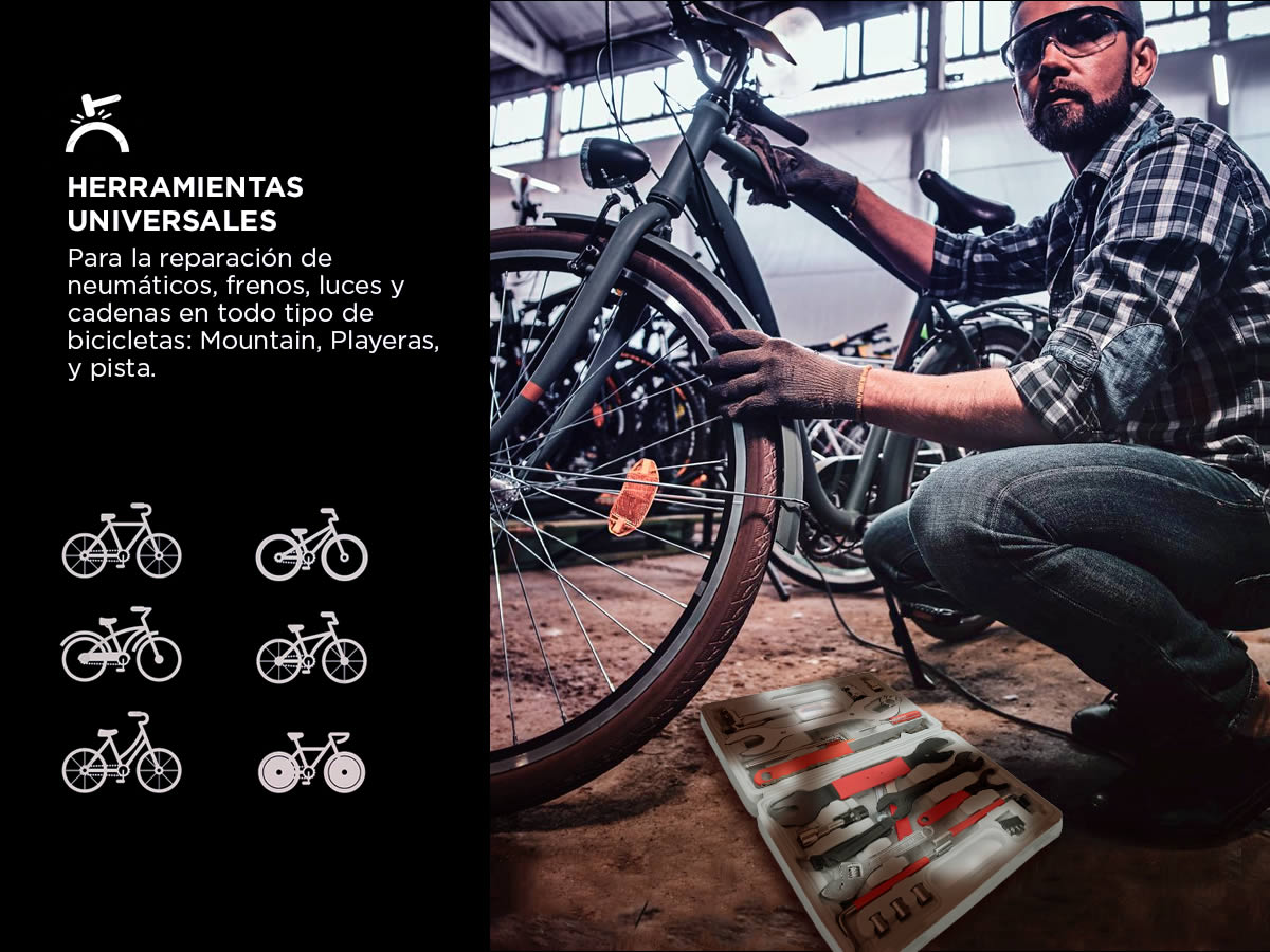Kit Herramientas Para Bicicleta Gadnic 44 Piezas Reparacion Completa Llaves Extractores Manometro - Imagen 3