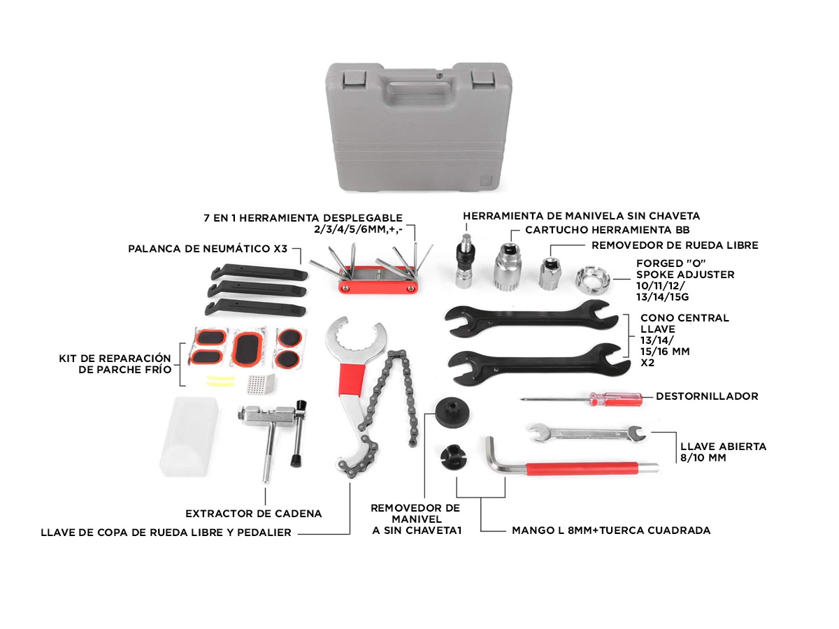 Kit Herramientas Para Bicicleta Gadnic 44 Piezas Reparacion Completa Llaves Extractores Manometro - Imagen 4
