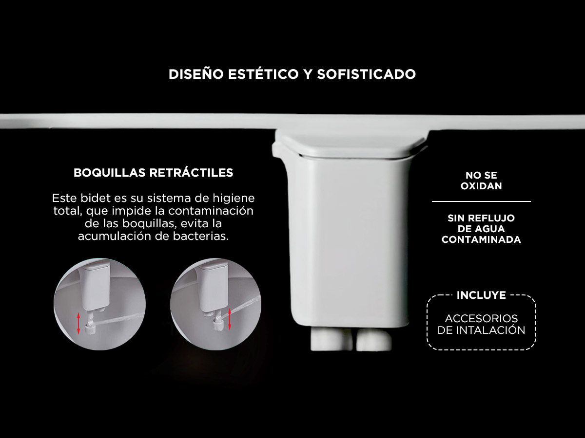 Bidet Para Inodoro Gadnic Agua Fría 2 Boquillas - Imagen 4