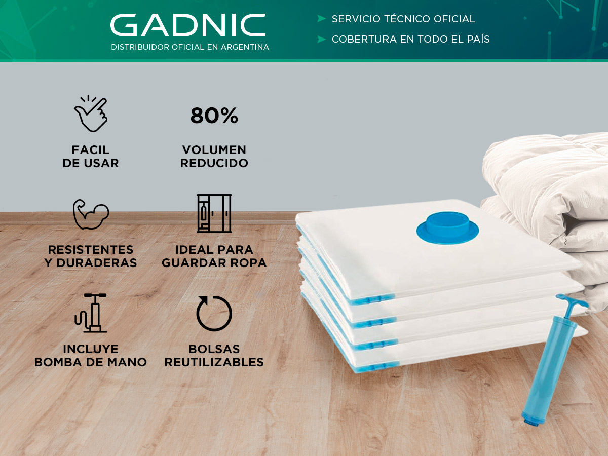 Kit Bolsas Al Vacio 4 En 1 Gadnic Para Guardar Ropa 80 x 120 cm - Imagen 2