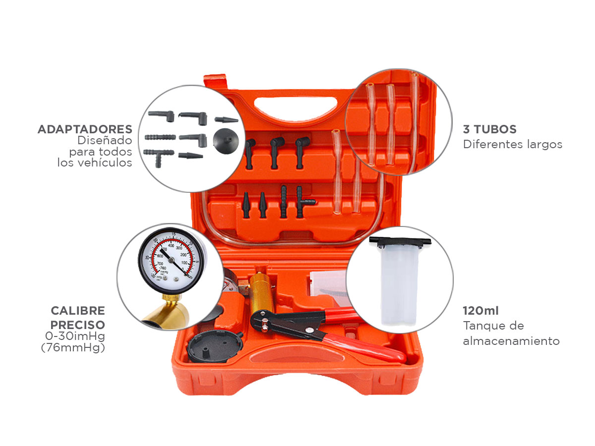 Kit Bomba De Vacío Gadnic HRT-1A Mangueras Purgadoras - Imagen 4