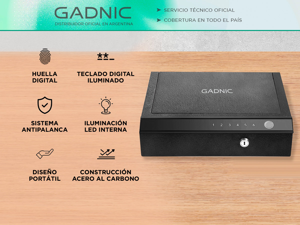 Caja Fuerte Digital Gadnic Huella Contraseña Llave Apertura Automatica Iluminacion LED Alarma - Imagen 2