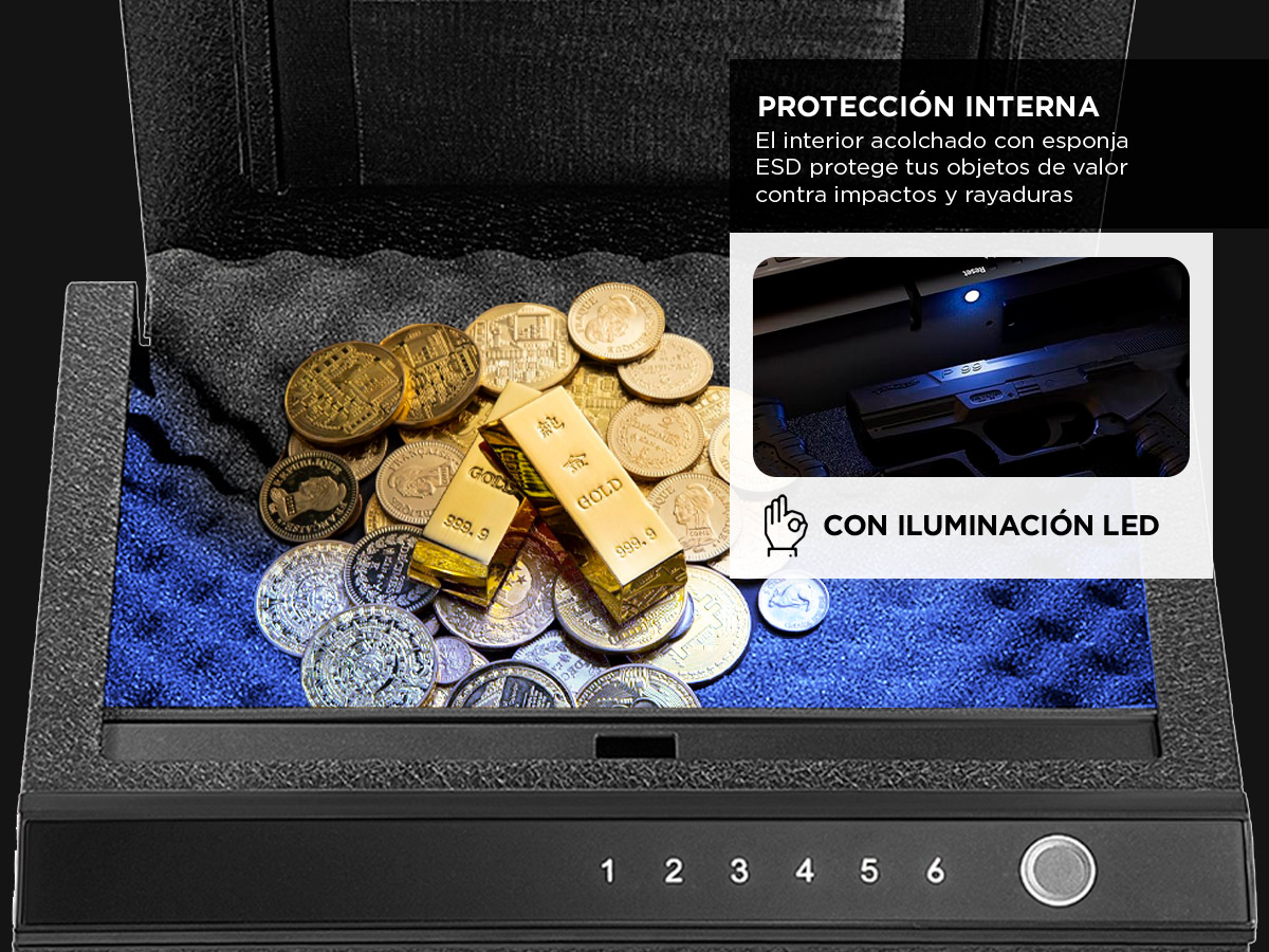 Caja Fuerte Digital Gadnic Huella Contraseña Llave Apertura Automatica Iluminacion LED Alarma - Imagen 4
