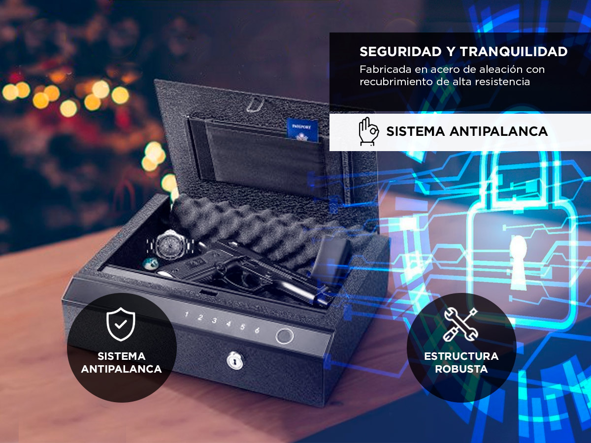 Caja Fuerte Digital Gadnic Huella Contraseña Llave Apertura Automatica Iluminacion LED Alarma - Imagen 5