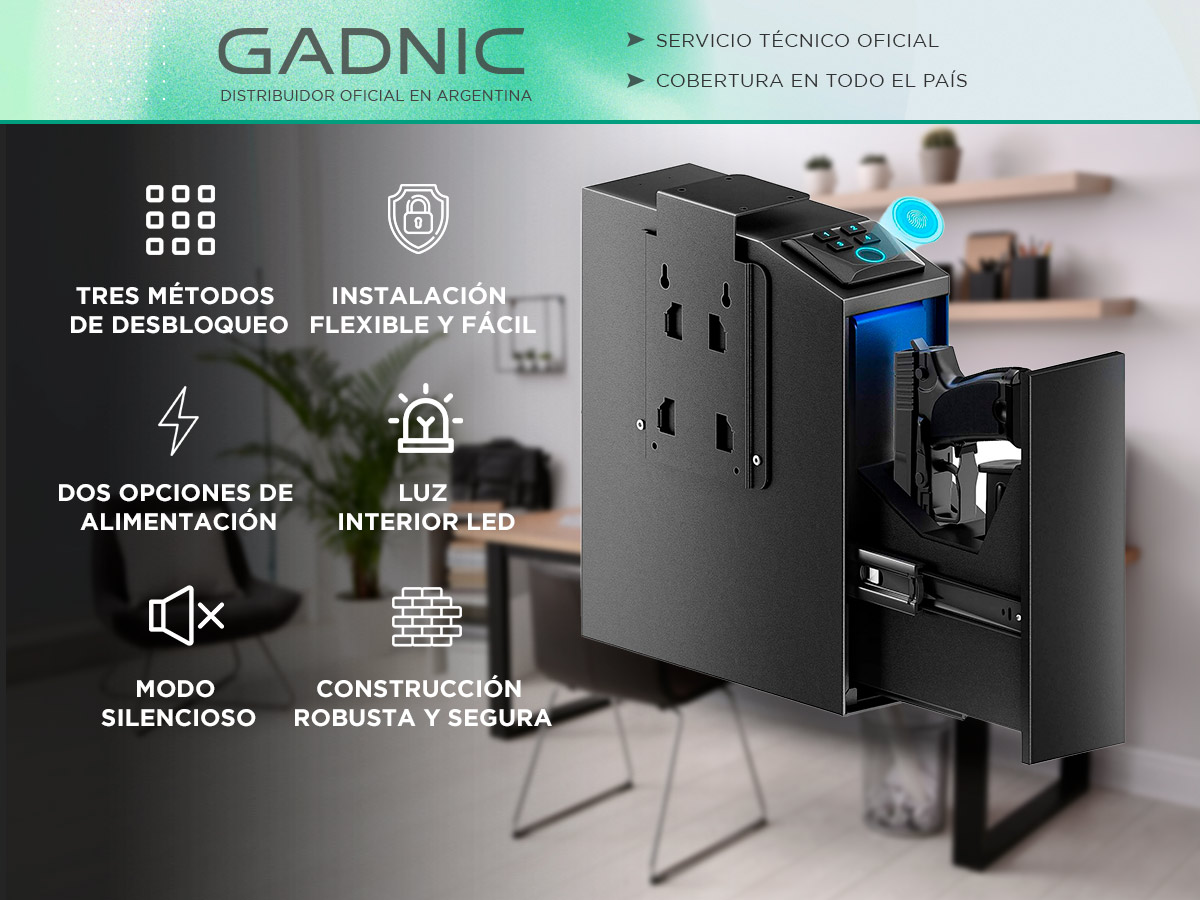 Caja Fuerte Para Pistola Gadnic Vertical Con Seguridad Por Huella Dactilar Llave De Acceso Y Código PIN - Imagen 2