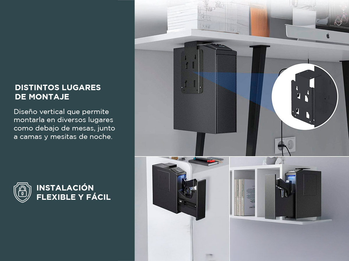Caja Fuerte Para Pistola Gadnic Vertical Con Seguridad Por Huella Dactilar Llave De Acceso Y Código PIN - Imagen 4