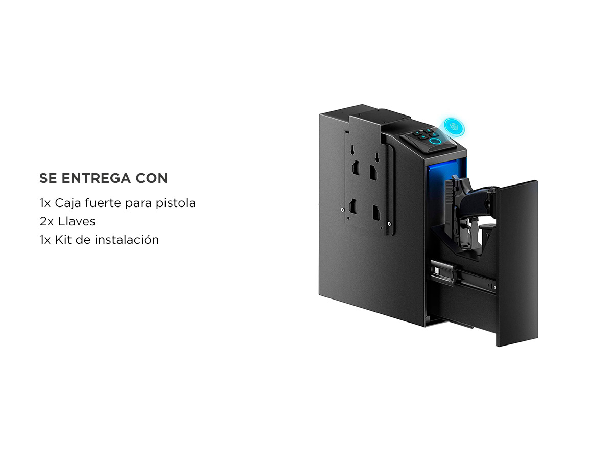 Caja Fuerte Para Pistola Gadnic Vertical Con Seguridad Por Huella Dactilar Llave De Acceso Y Código PIN - Imagen 6