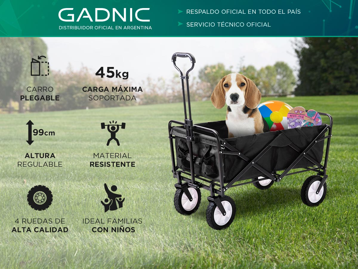 Carro Plegable Gadnic Aluminio Hasta 45 Kg Reforzado Compras Multiuso Camping Playa - Imagen 2
