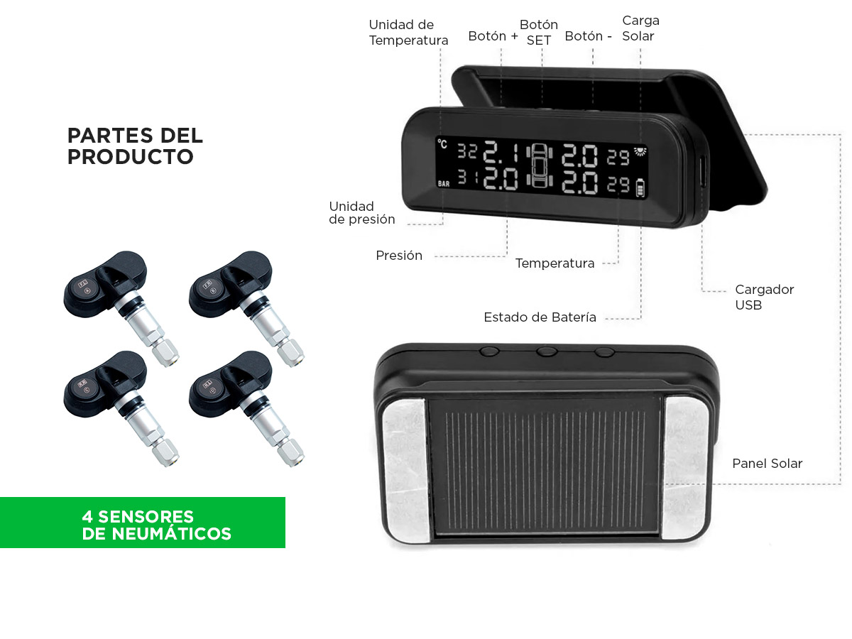 Monitor De Presión Neumática Gadnic Inalambrico Presión Y Temperatura - Imagen 5