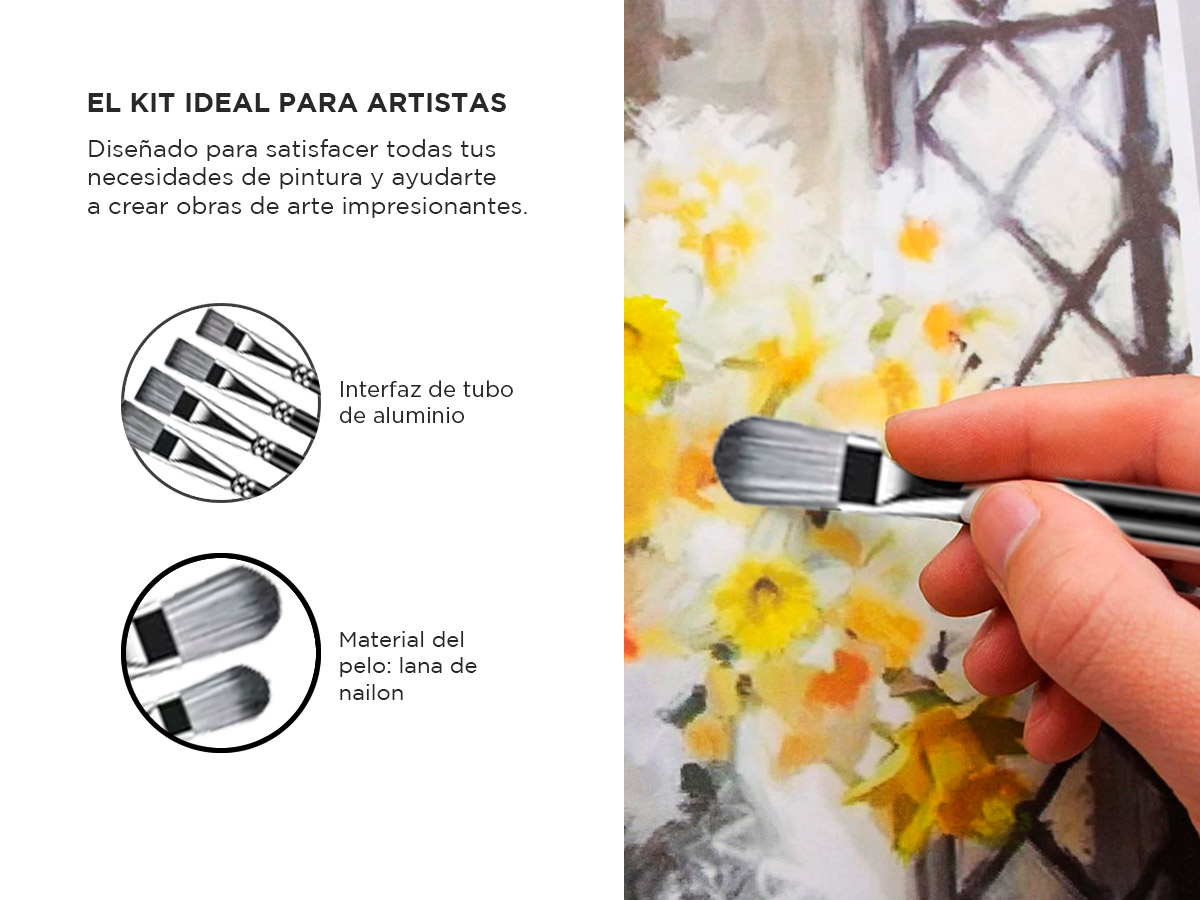 Set x18 Piezas Brochas Pinceles Gadnic Arte Pintura - Imagen 3