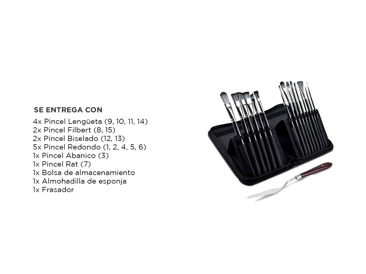Set x18 Piezas Brochas Pinceles Gadnic Arte Pintura - Imagen 5