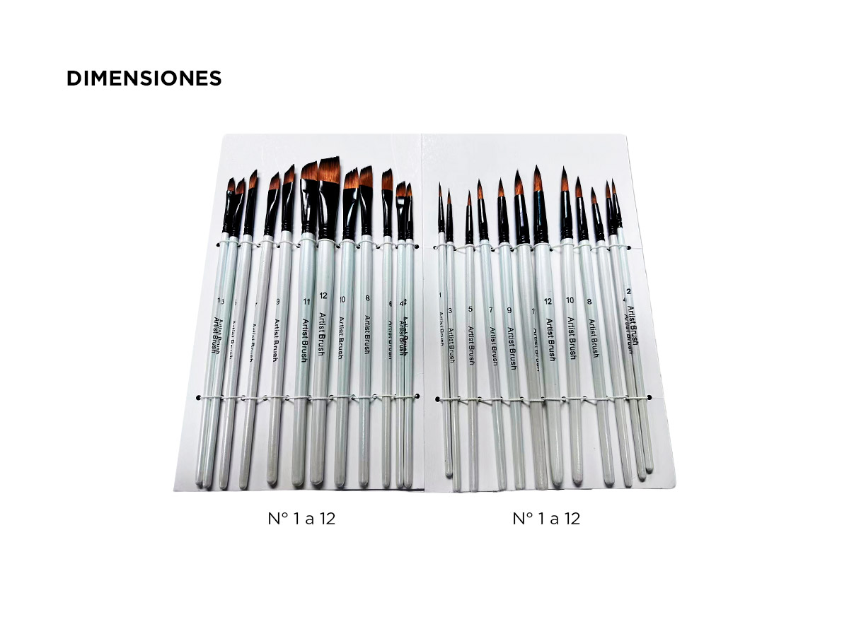 Set 24 pinceles Gadnic Redondos + Planos Profesionales - Imagen 4