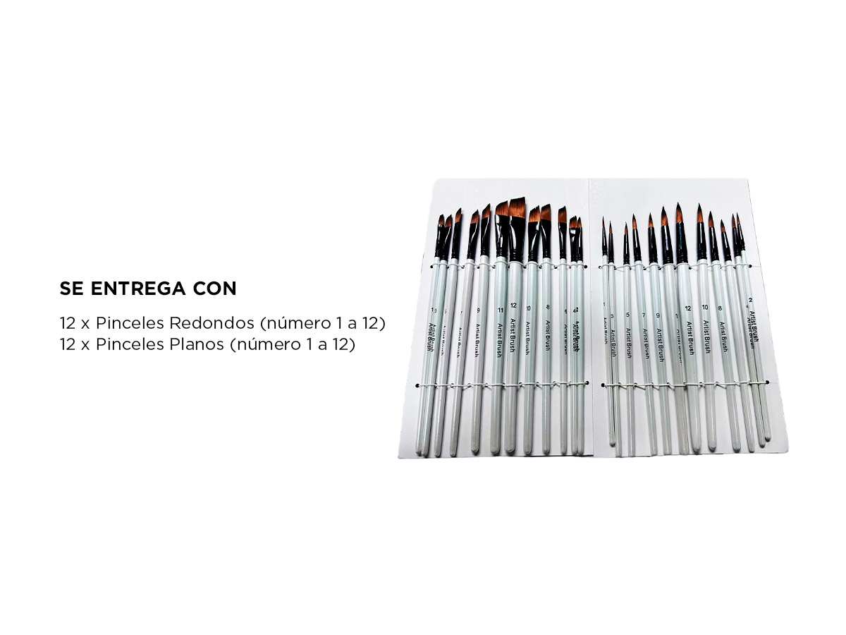 Set 24 pinceles Gadnic Redondos + Planos Profesionales - Imagen 5