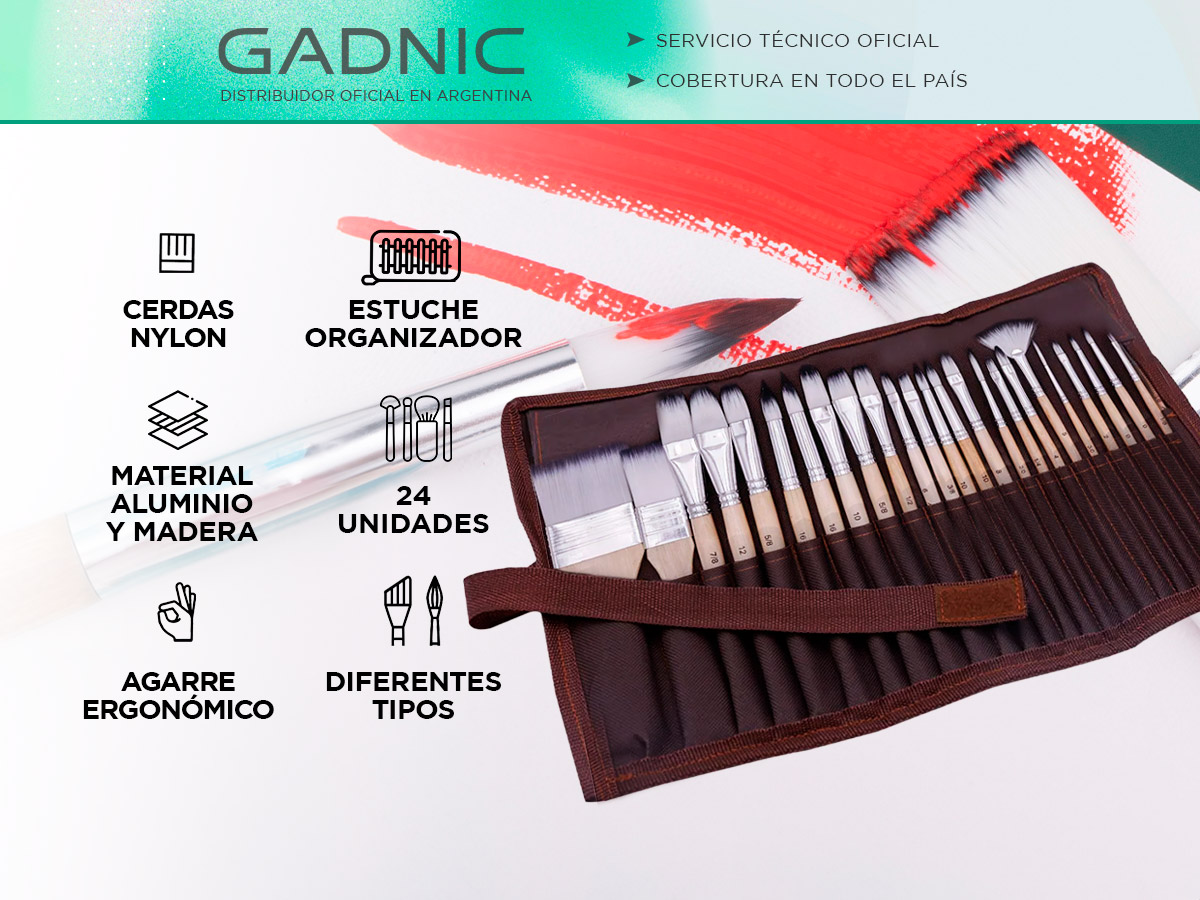 Kit de 24 pinceles de pintura Gadnic con Estuche - Imagen 2