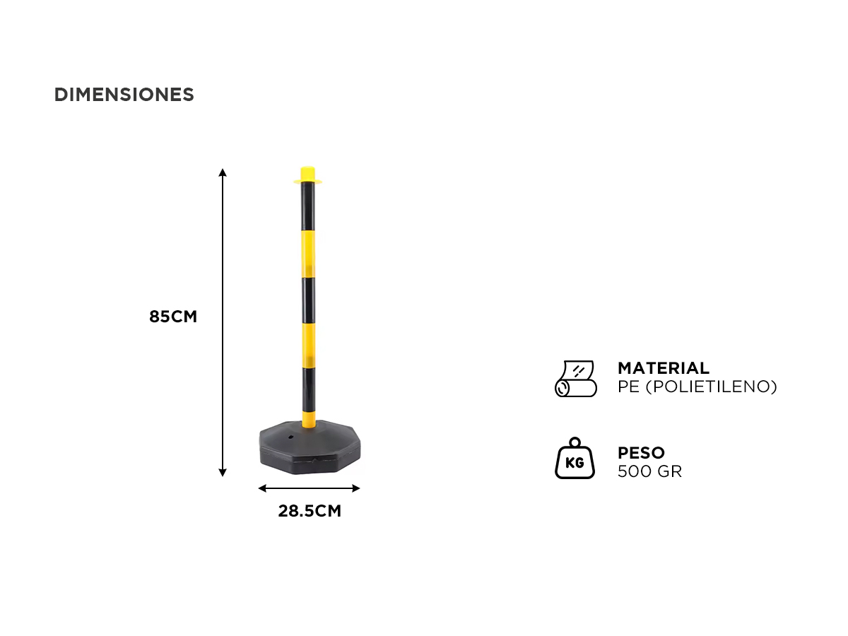 Poste Demarcatorio Gadnic Columna Vial 85cm - Imagen 4