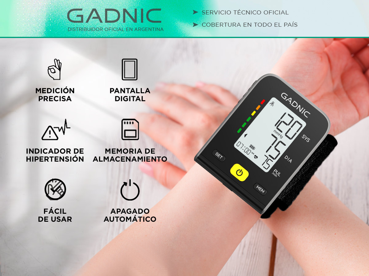 Tensiómetro Digital Automático de Muñeca Gadnic Pantalla LCD Memoria 2 Usuarios - Imagen 2